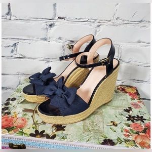 Kate Spade Darya Denim Bow Wedge Espadrille Sandals